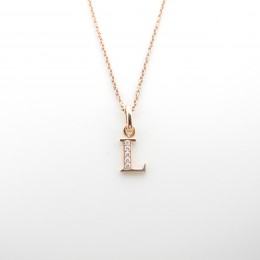semi L rose gold on necklace