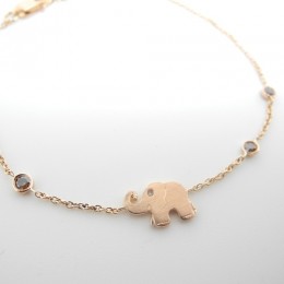 Rose gold elephant bracelet closeup
