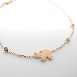 Rose gold elephant bracelet closeup